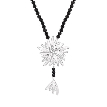 Lalique Necklace - Hirondelles - Clear Crystal, Onyx, Silver